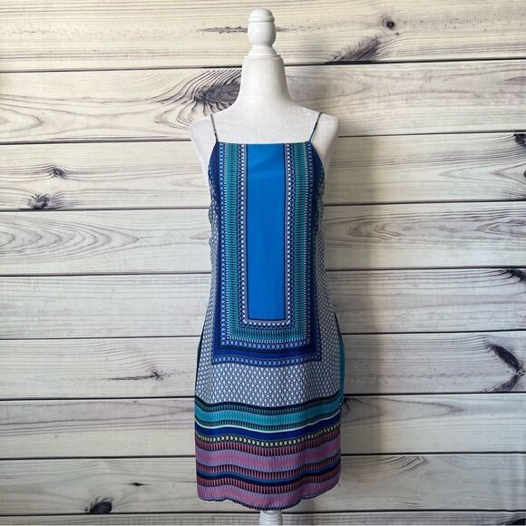 Missguided Silky Multicolor Scarf Patterned Backless Cami Dress - Picture 1 of 9